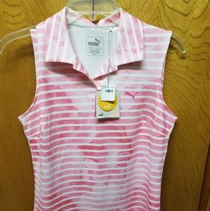 Puma Sleeveless Golf Polo Small Pink NWT